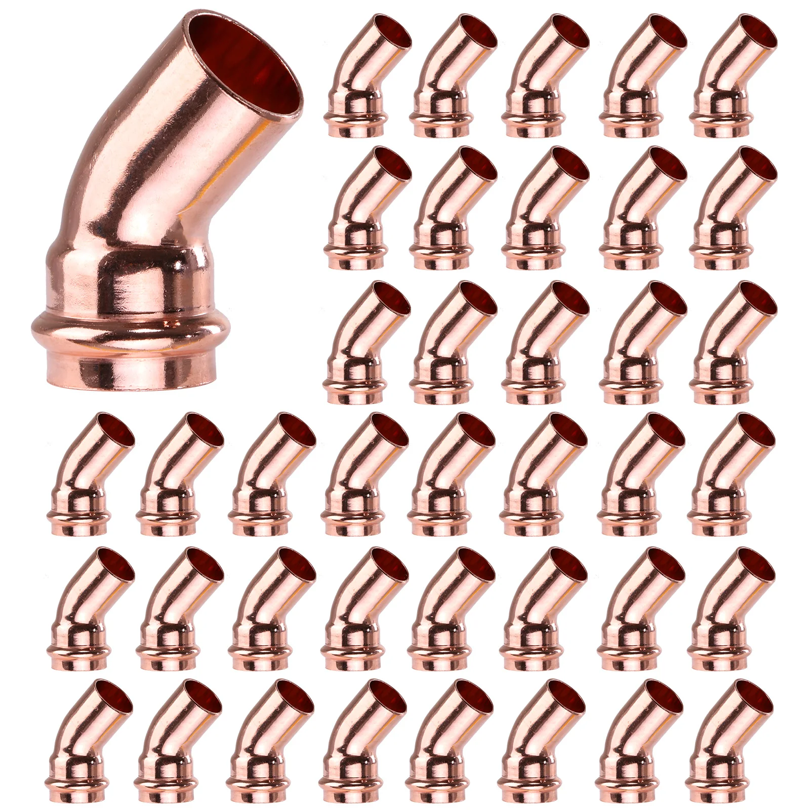 45-Degree Street Elbow Leakproof Copper Pipes Welding Connector Multi-Purpose Home Plumbing Accessories