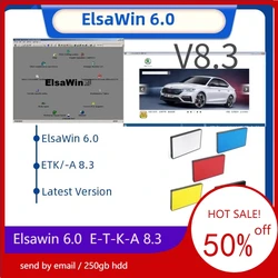 ELSAWIN V-W 자동차 수리 소프트웨어 차량 전자 부품 카탈로그, 250GB HDD, 6.0 E T/ K 8.3 최신 제품, 2023 핫