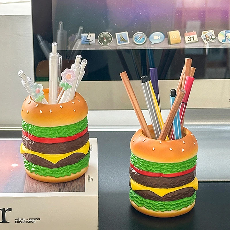 Niedlicher Stifthalter im Hamburg-Design, glatter, kreativer Aufbewahrungsbehälter für den Schreibtisch, vielseitiger, lustiger Aufbewahrungseimer für Make-up-Pinsel – Detail 6
