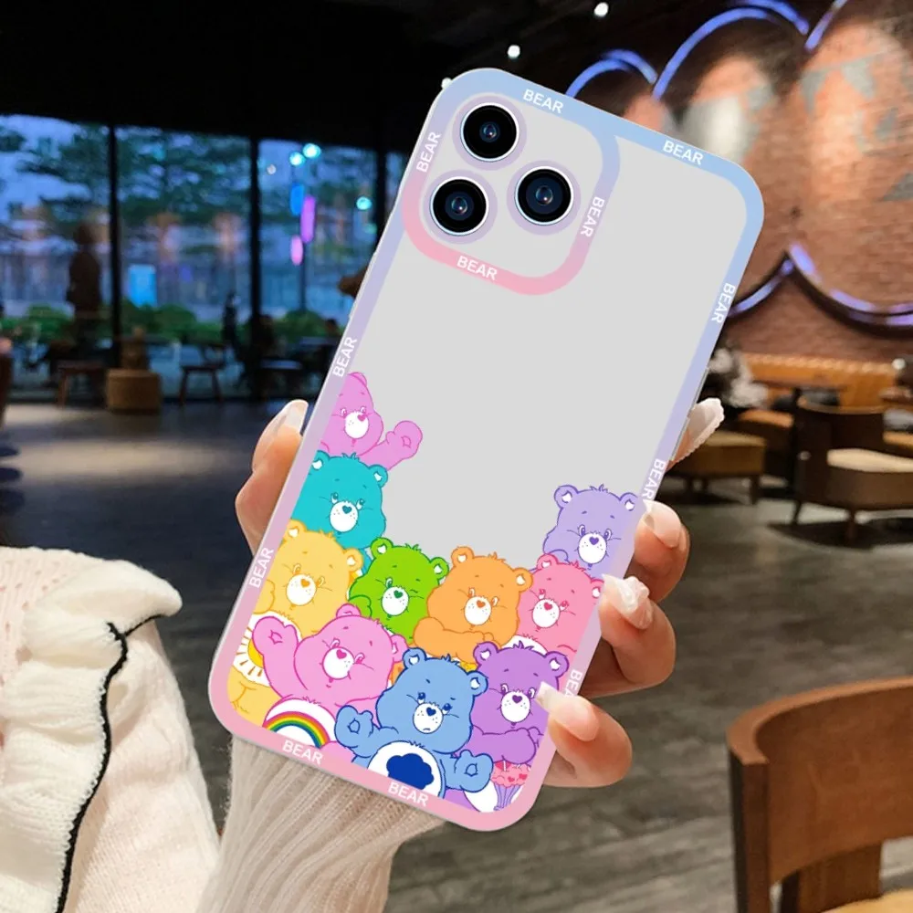 Cartoon-C-Care-Cute-B-Bears Phone Case For iPhone 11 12 Mini 13 14 15Pro Max Transparent Shell