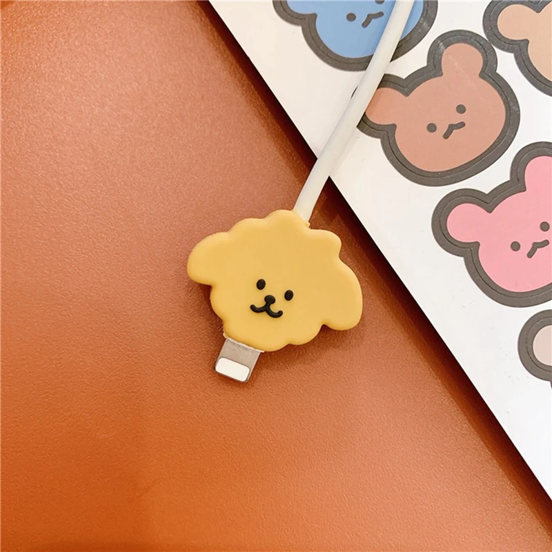 귀여운 케이블 보호 바이트, 만화 정리함 충전 케이블 와인더 코드 거치대, USB 데이터 라인 관리