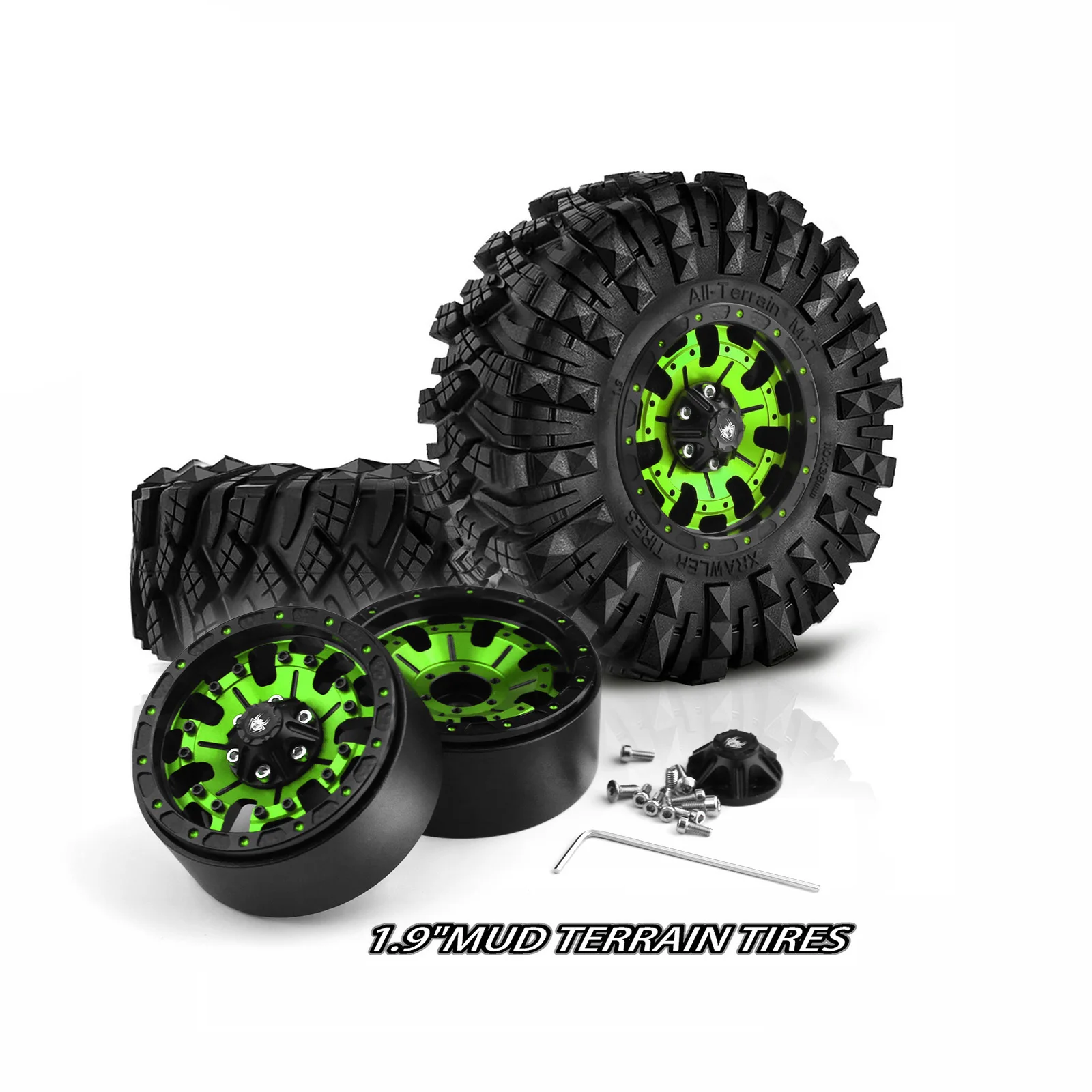 4PCS 110*38 MM 1.9' Wheel Rims Tires Set for 1:10 RC Rock Crawler Car TRX4 Axial SCX10 90046 Redcat Gen8 RBX10