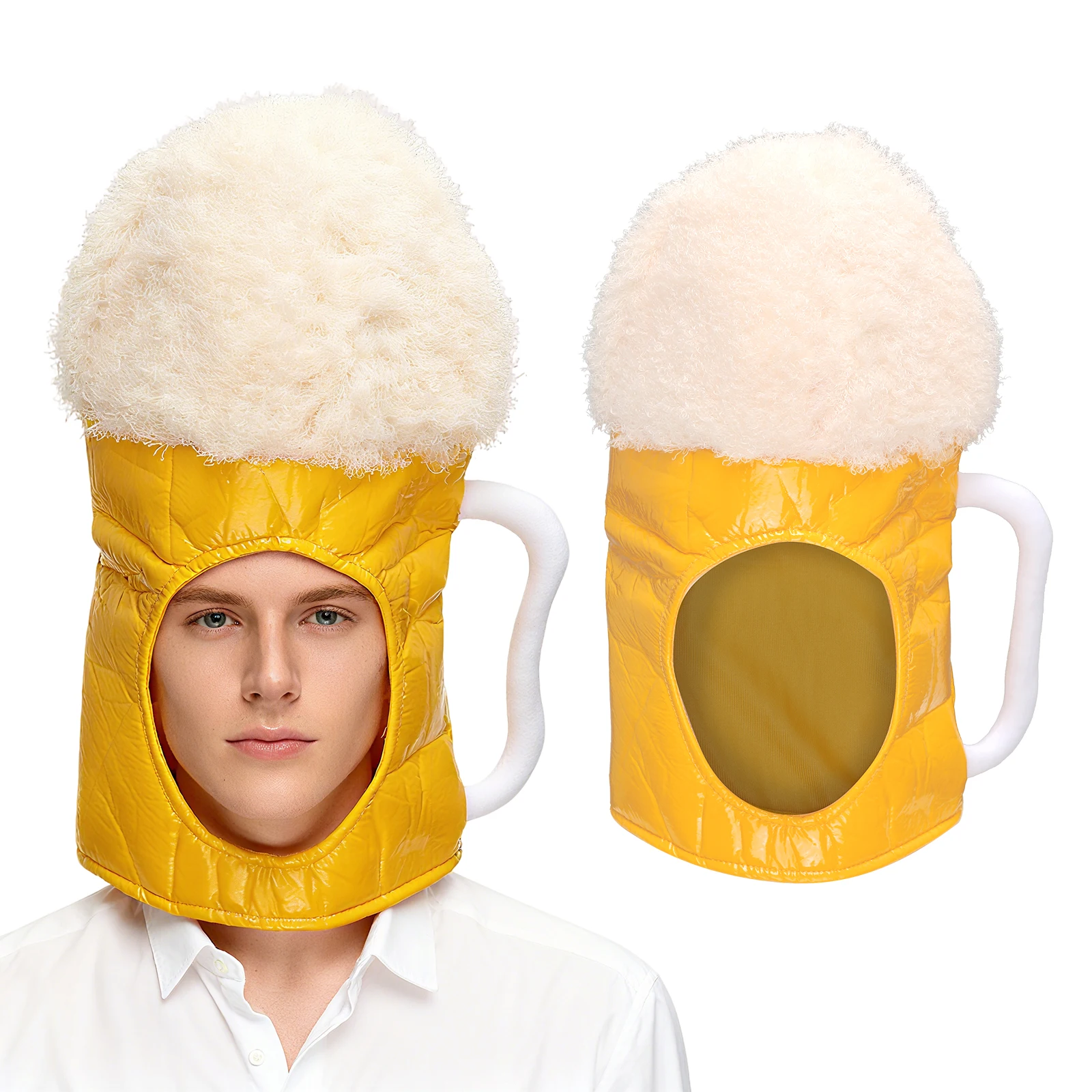 Beer Mug Hat Funny Foam Beer Stein Costume Headwear for Adults Soft Plush Oktoberfest St. Patrick Day Halloween Cosplay Props