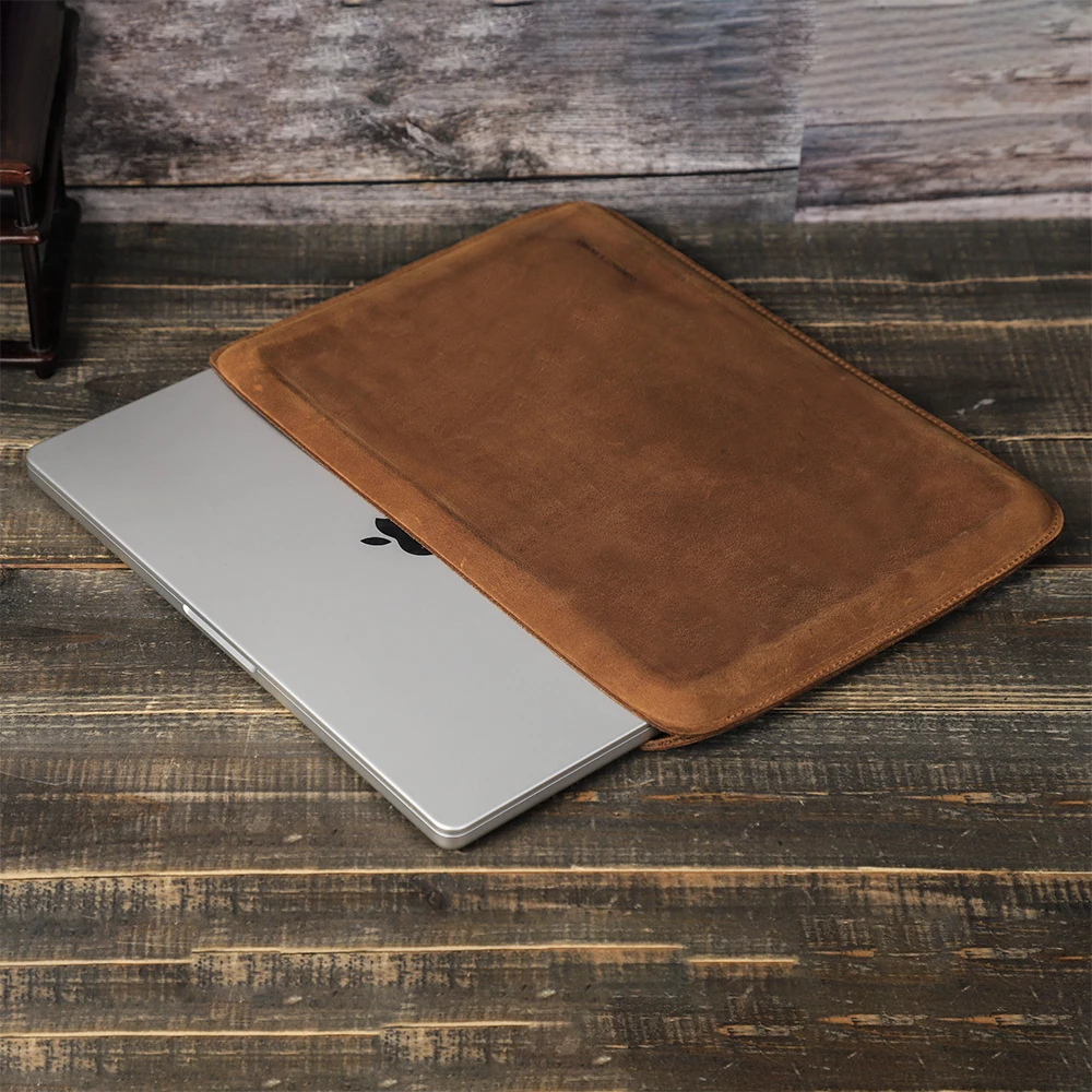 CONTACTS FAMILY Laptop Sleeve Case for Macbook Air M4 M3 Pro 14 A2442 A2779 Cow Leather Mac book Pro Air 13 M1 HP Dell Cover Bag