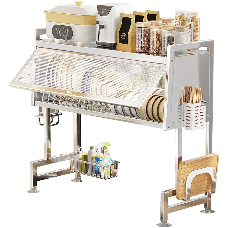 

Stainless steel kitchen sink rack dustproof sink tableware storage rack dishwasher multi-function