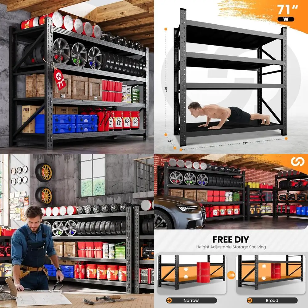 وحدات رفوف جراج معدنية شديدة التحمل مكونة من 4 طبقات، ورفوف تخزين فولاذية صناعية، وسعة 5000 رطل، وتزيد من كفاءة المساحة