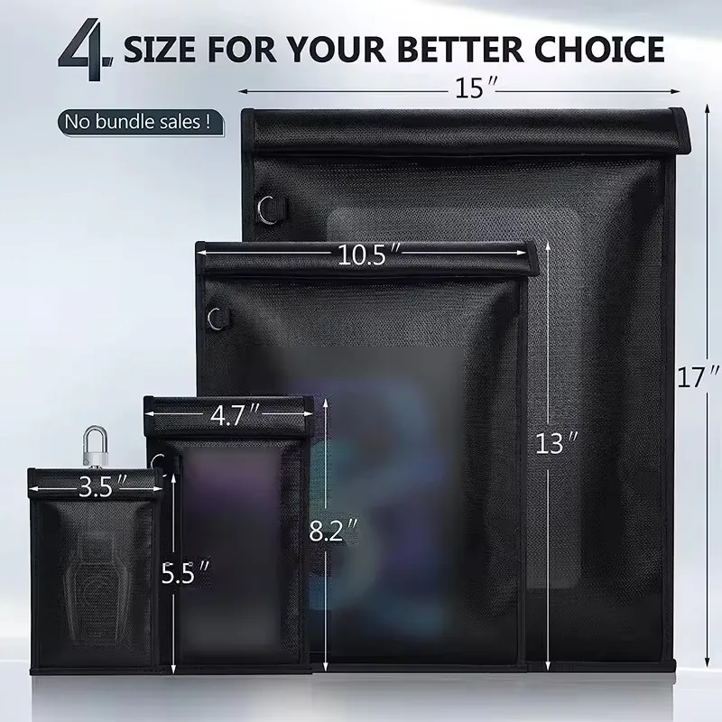 Waterproof Fireproof Car Key Signal Shielding Bag RFID Blocking Faraday Pouch RF Signal Blocker Mobile Phone Case
