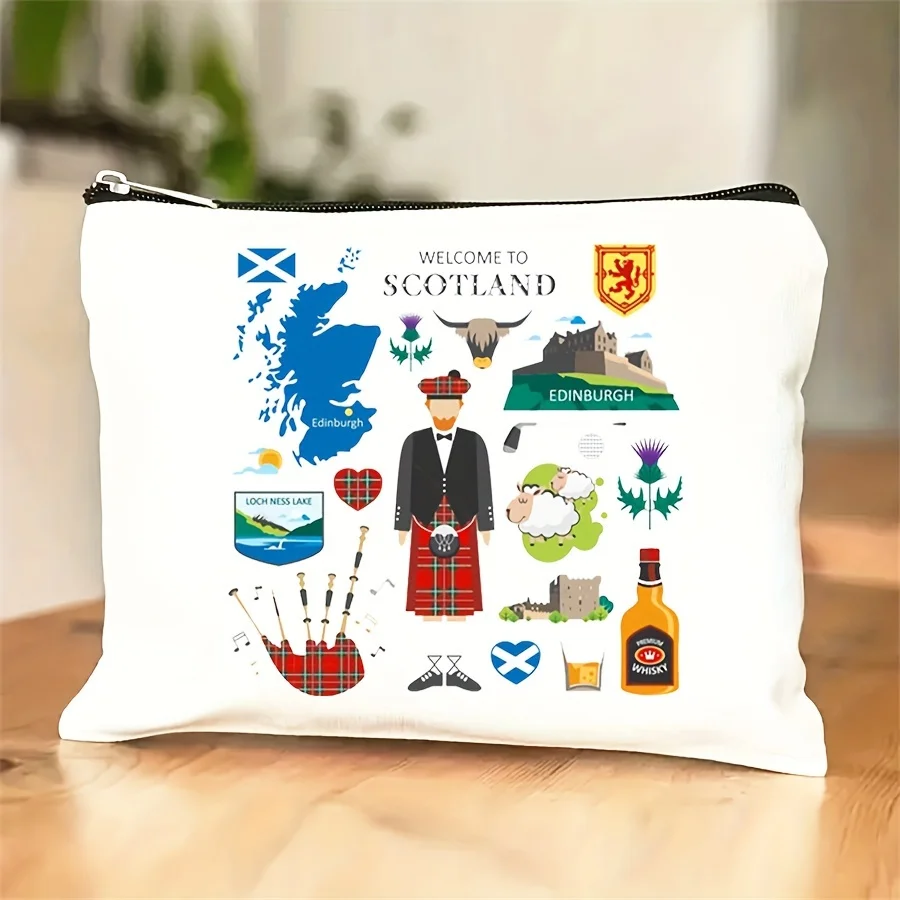 A Scotland themed makeup bag - cute multifunctional zipper pouch, jewelry storage bag, perfect travel zipper small storage bag.