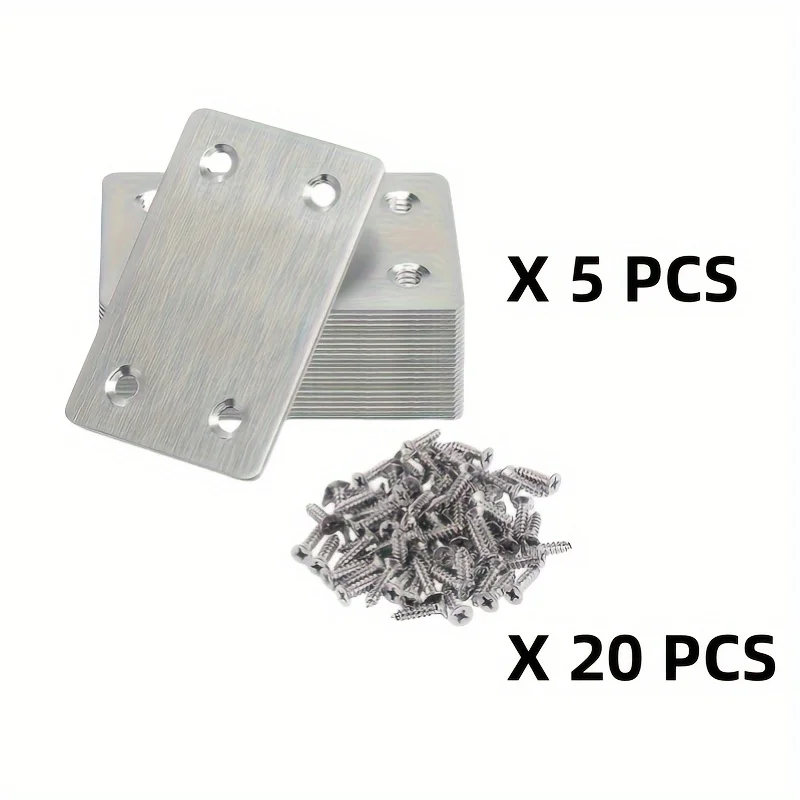25 stainless steel right-angle brackets - 1.5 inch flat patch plate, 4-hole angle iron brackets for furniture, wood, shelves, ca