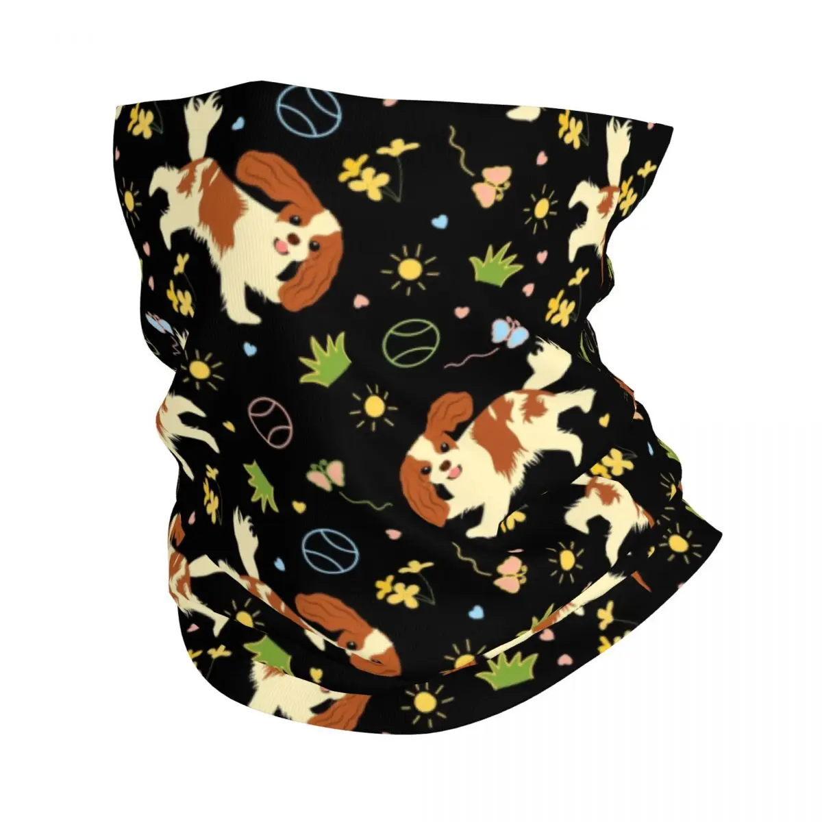 Playing The Cavalier King Charles Spaniel Bandana Winter Neck Warmer Windproof Wrap Face Scarf for Ski Pet Dog Gaiter Headband