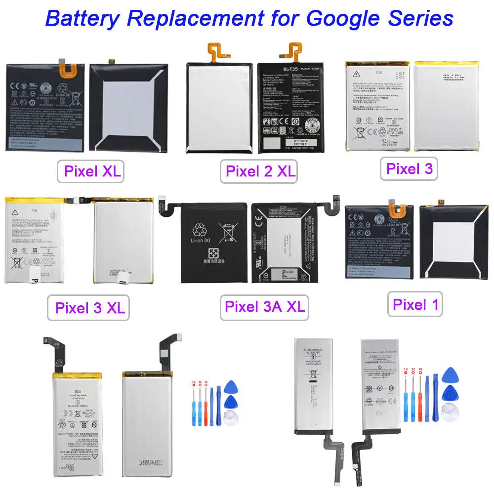 Battery Replacement  For Google Pixel  2 2XL 3 3XL 3A 3AXL 4 4XL 4A 5G 5 5A 6 6pro