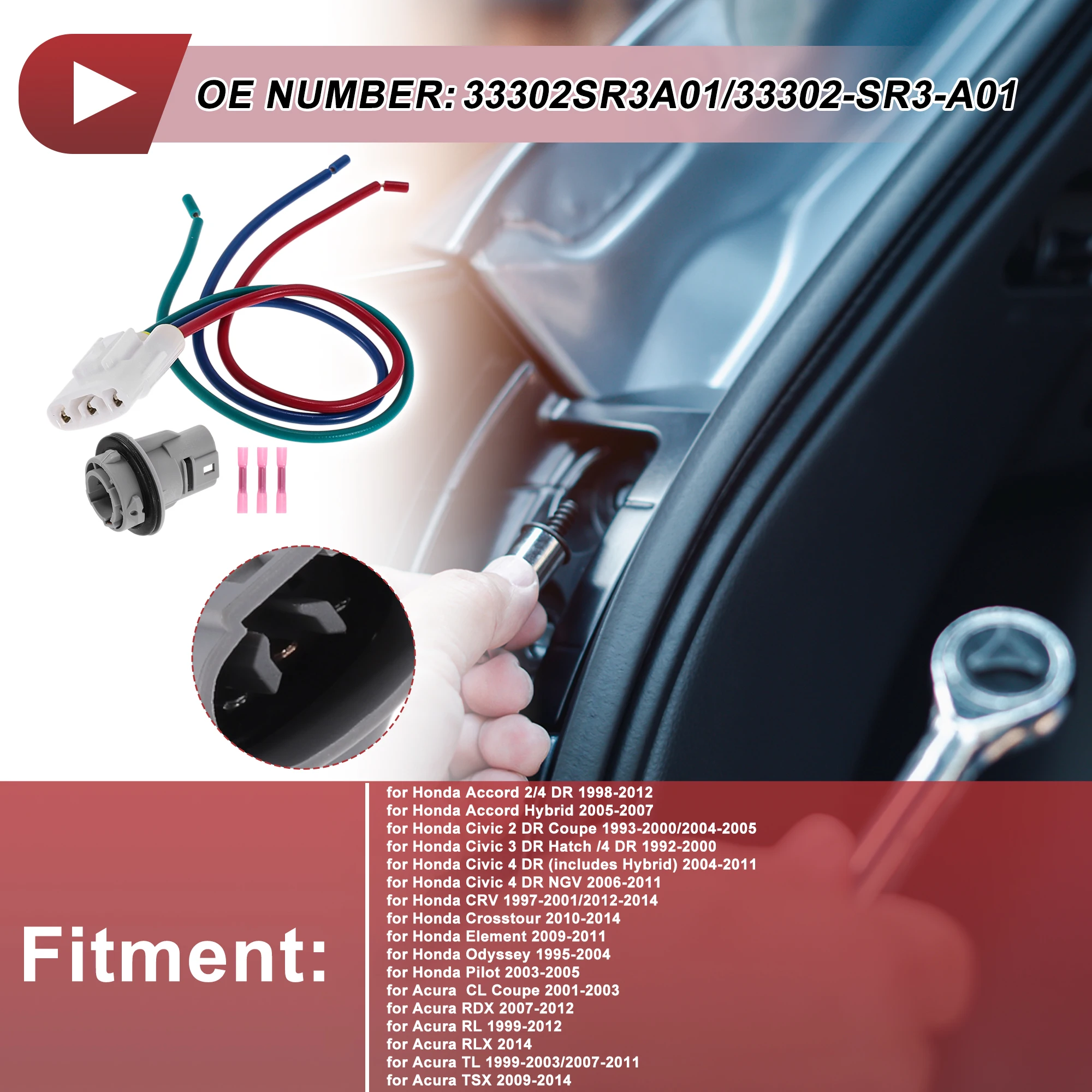 

X Autohaux Front Turn Signal Light Socket Wiring for Honda Accord 2/4 for DR No.33302SR3A01