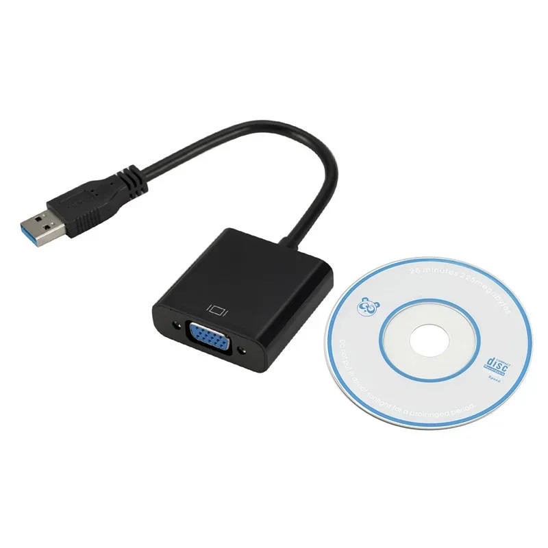 Câble adaptateur USB 3.0 vers VGA, carte de fouille externe, prend en charge XP, WIN7, 8, conversion HD, transmission et directions