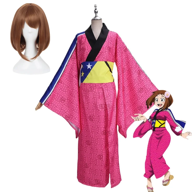 OCHACO URARAKA Cosplay Anime Uraraka Ochako Costume Wig Halloween Party Suit