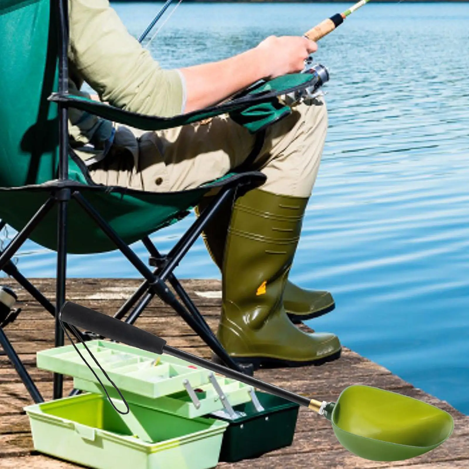 Detachable Fish Bait Casting Scoop Baiting Throwing Spoon Bait Scoop for Feeding Particles Boilies Fishing Bait Tool