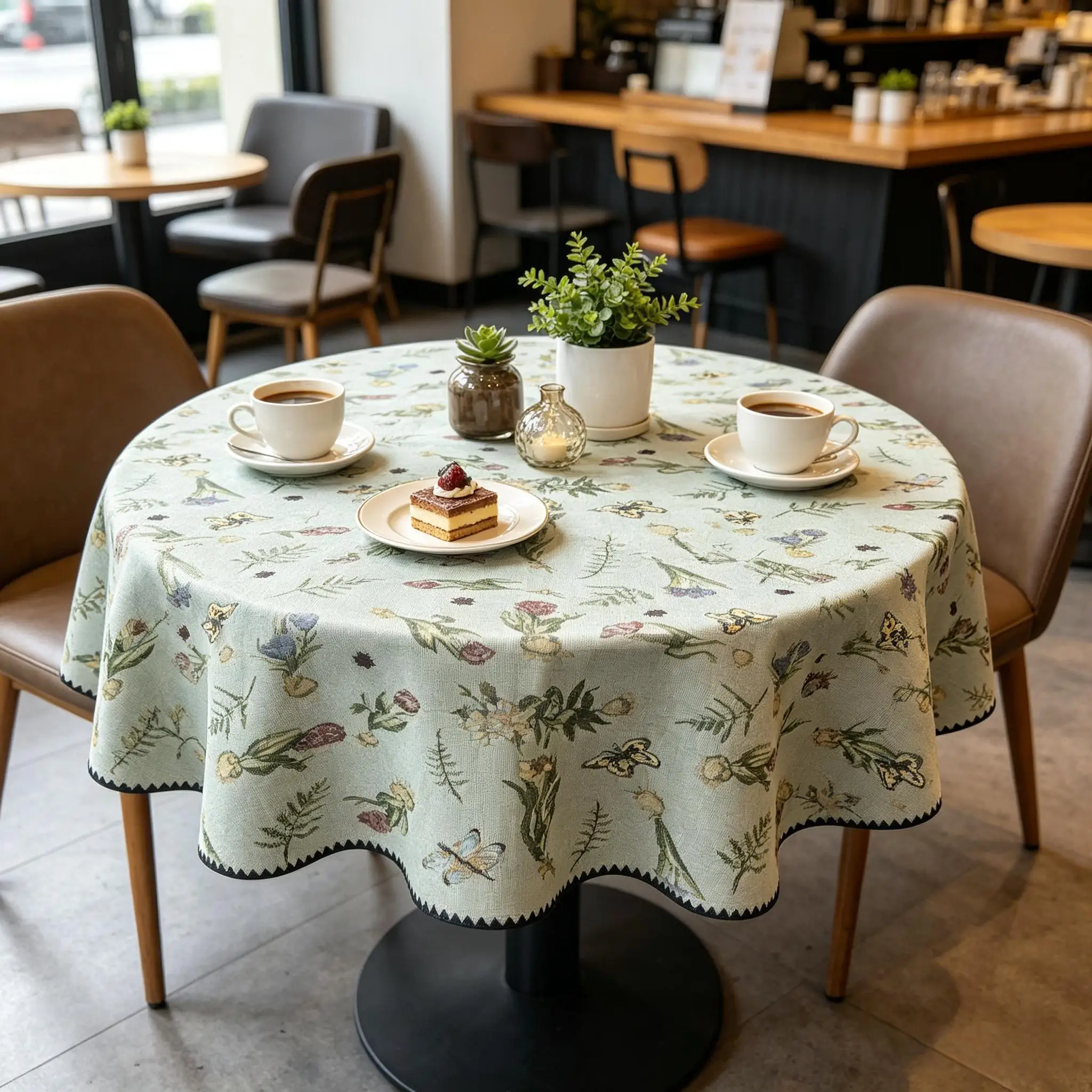 Nappe Ronde en Coton, Tissu Doux, Pratique pour la Cuisine, la Salle à Manger et l'Aménagement Quotidien