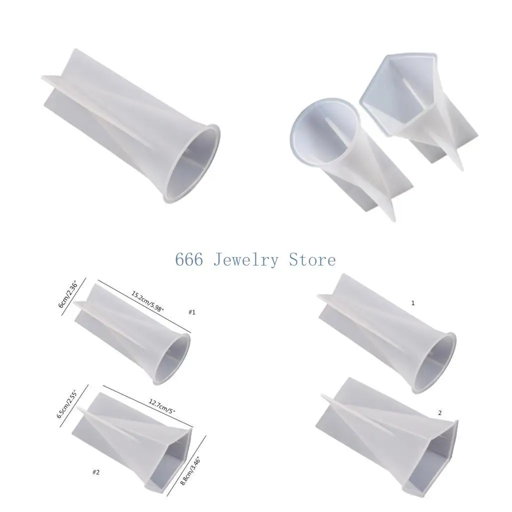 F2TD Rings Holder Cone Resin Mold Crystal Pyramid Silicone Mold for Epoxy Casting Ring Stand Home Decors Making Mould