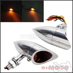 Motorcycle Aluminum Bullet LED Turn Signal Light Blinker Amber Flash Indicator Lamp For Harley Chopper Cafe Racer Bobber Custom