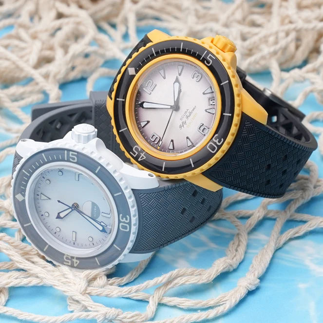 Curved End Tropical Strap For 22mm for Blancpain x Swatch Sport Waterproof Liquid Silicone Men Women Replace Watch Band Bracelet