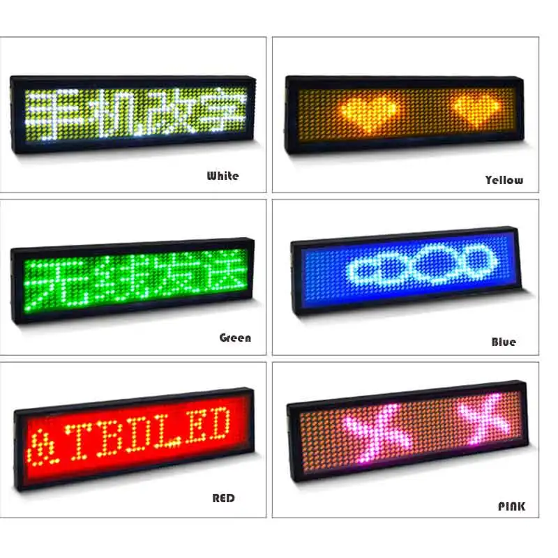 Mini affichage LED cosse bricolage Programmable défilement Message LED nom étiquette Badge Module Rechargeable Bluetooth capable