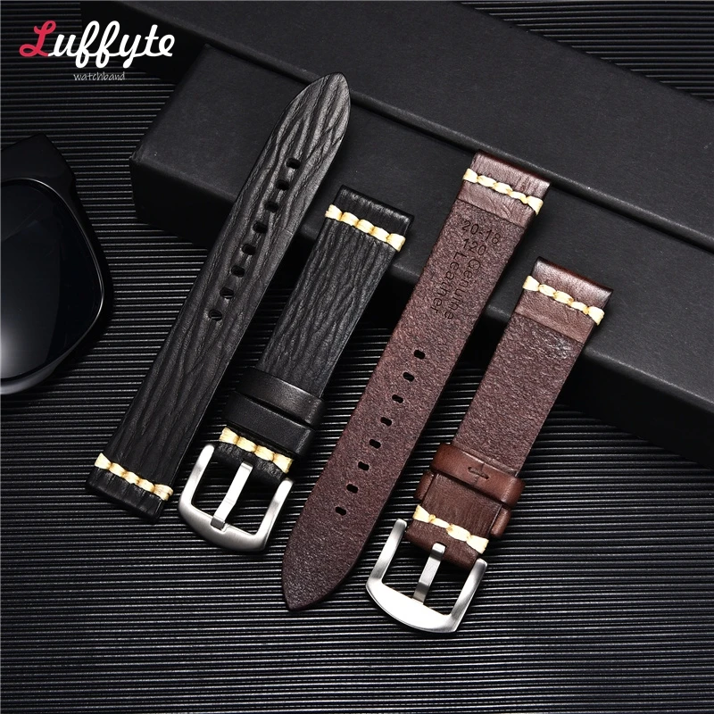 Handmade Vintage Retro Italian Leather Watch Band 18mm 20mm 22mm 24mm Men Women Universal Leather Watch Strap