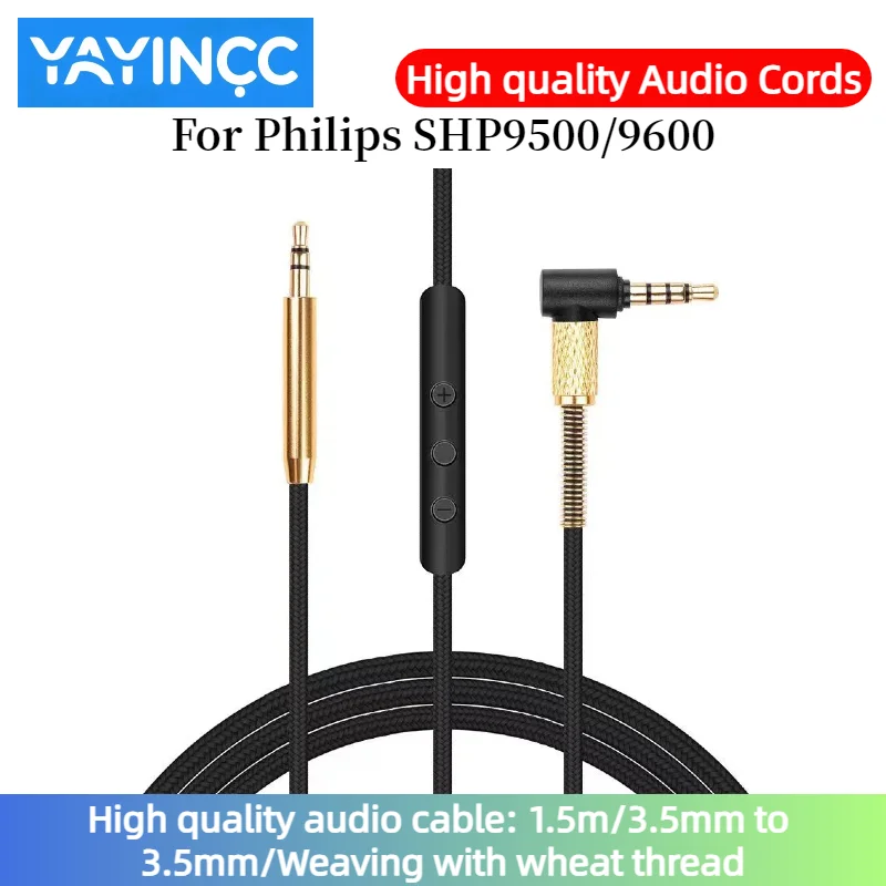 

High quality audio cable For Philips SHP9500/9600 Headset 3.5mm to 3.5mm plug Weaving with wheat thread