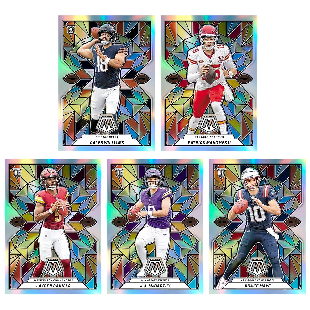 PANINI 2024 ฟุตบอล UPTOWNS MCCARTHY JAYDEN DANIELS JOSH ALLEN 5 ชิ้น/เซ็ต MAHOMES เลเซอร์แฟลชการ์ดสะสมวันหยุดของขวัญ