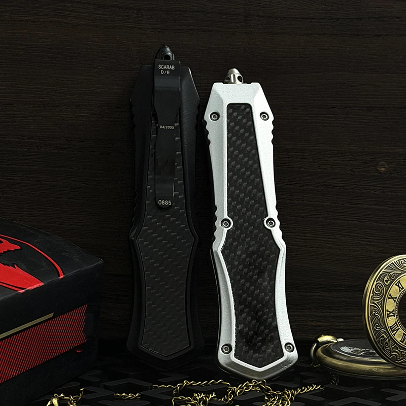 

Micro Tech D2 Steel High-Quality Zinc Alloy Handle with Carbon Fiber InlayHandle Survival Outdoor Camping EDC Tools