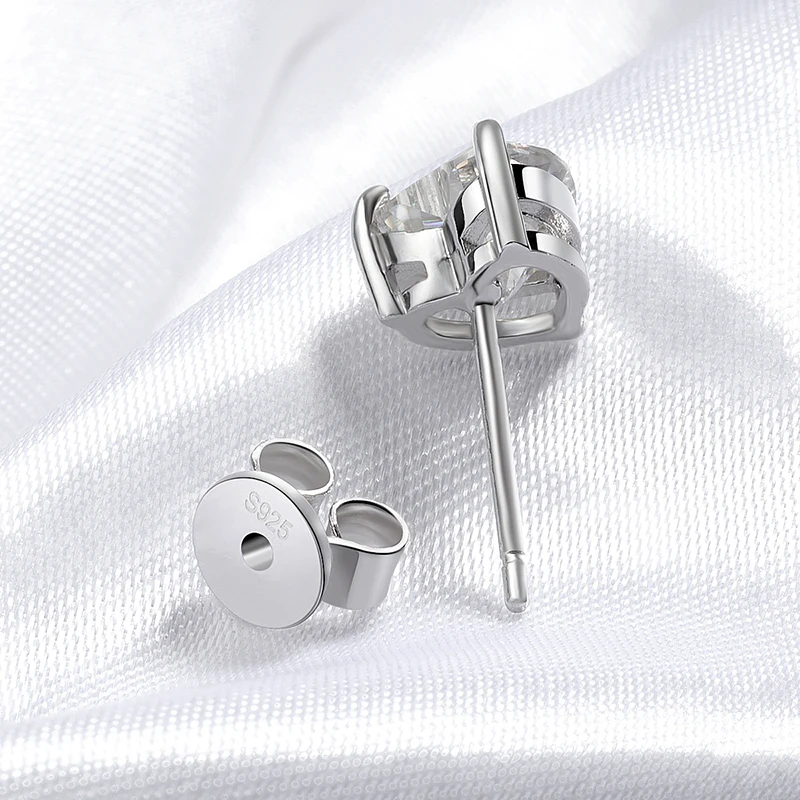 QIBAOKU 1CT 2CT 4CT Anting Tus - Moissanite Stud Earrings Round Cut 1Ct ulasan dan harga