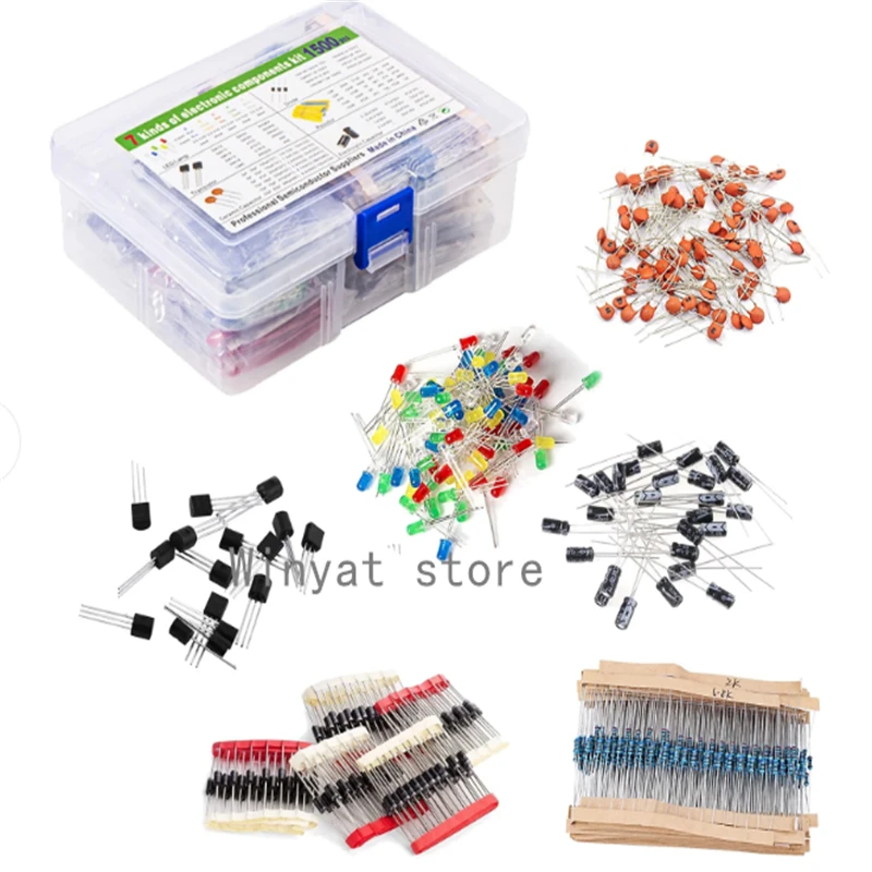 Six types Electronic Components Starter Kit Resistor Capacitor LED Diode Transistor Assortment Pack for DIY Arduino