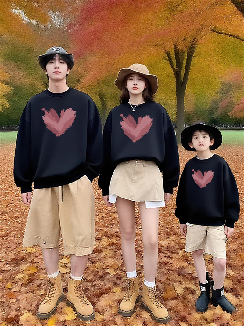 2026 New Casual Family Matching Sweatshirt Adults Children Autumn Outing Clothes Daily Versatile Spring Long Sleeve Matching Top