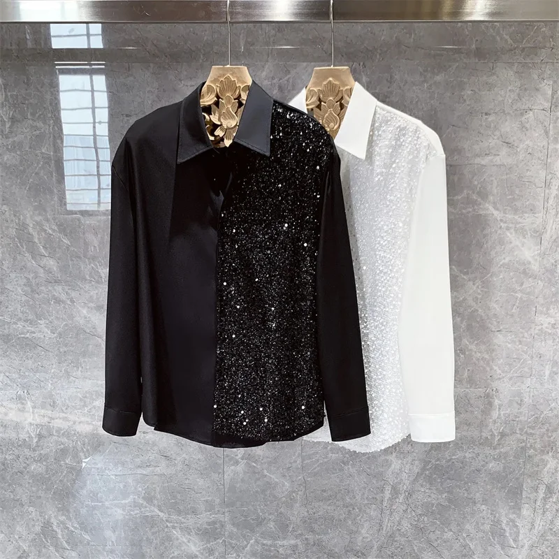 

2024 new Korean style trendy high-end design sense niche long sleeved shirt men's autumn versatile fashion men's shirt