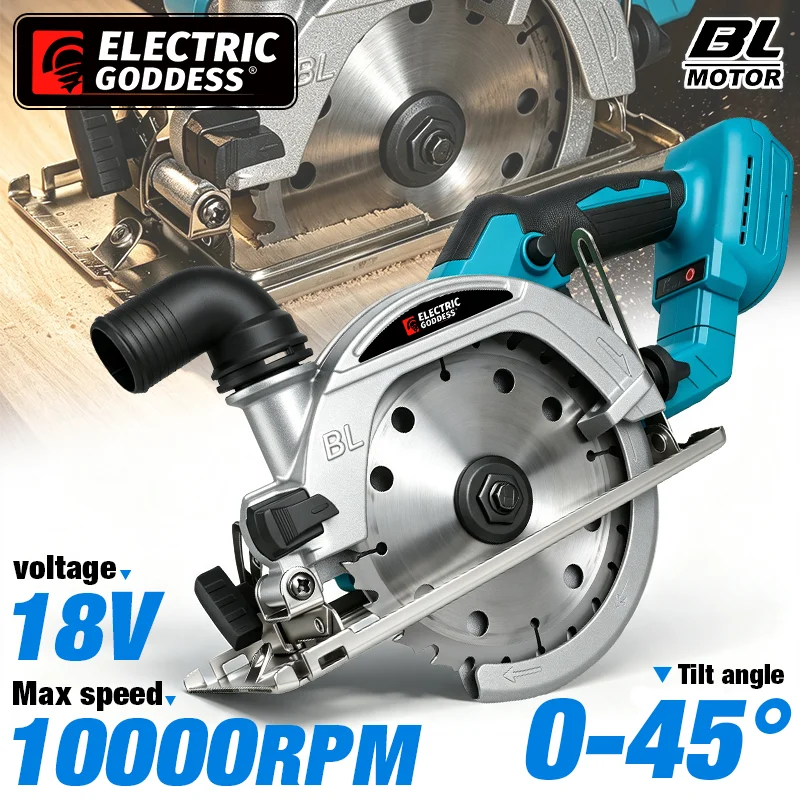 Electric Goddess 6in Brushless Electric Circular Saw Cordless Handheld Woodwork Cutting For Makita 18V Battery ﻿﻿Pin