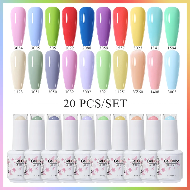 Clou Beaute 10/20pcs Set 15ml Nail Gel Polish Supplies Nail Art Vernis Semi Permanent UV Nails Kit Gel Varnish For Manicure Kit