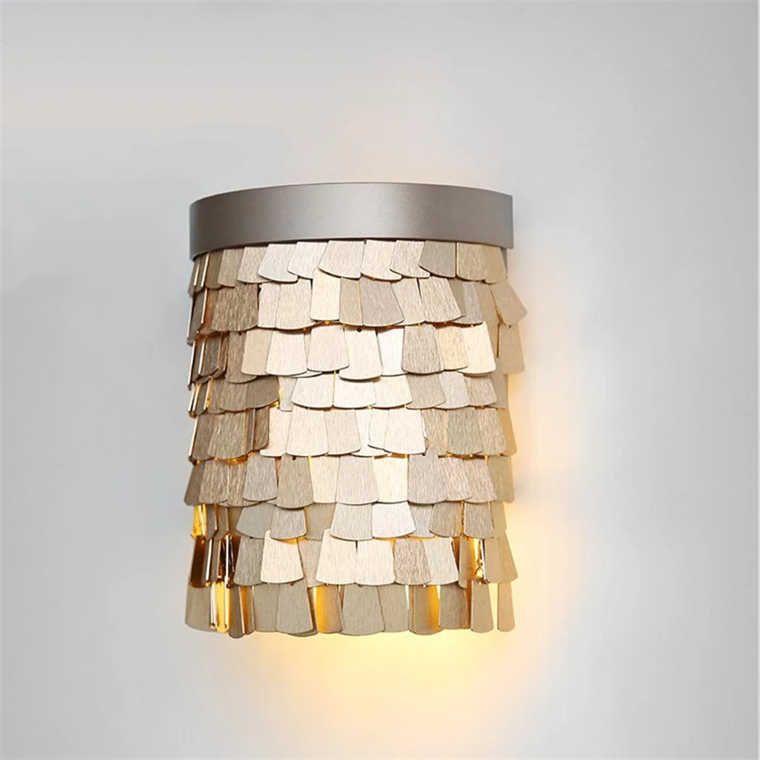 American Light Luxury Postmodern Decorative Wall Lamps Model House Villa Living Room Bedroom Bedside Metal Sheet Wall Lights