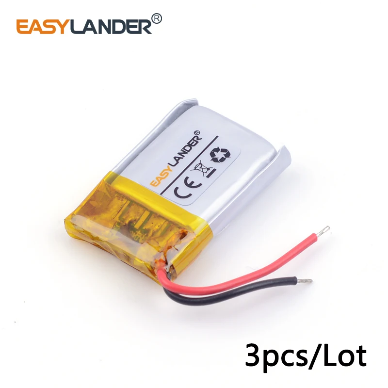 3 unids/lote 3,7 V 401517   Batería recargable del polímero de Li-ion de litio de 70mAh para los auriculares MP3 Bluetooth