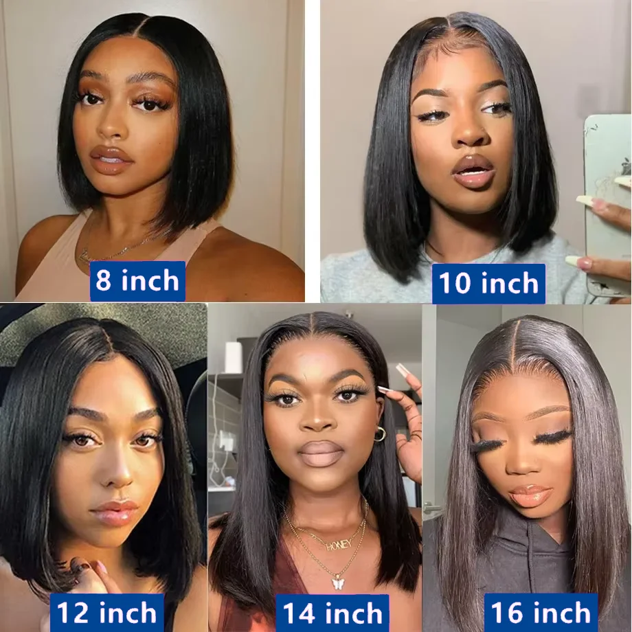 Bone Straight Bob Wigs Human Hair Pre Plucked Transparent Lace Frontal Wig Cuticle Aligned 100% Human Hair 13x4 Short Bob Wigs image 6