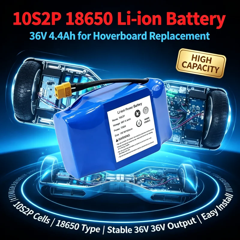 36V Hoverboard Replacement Battery 10S2P 18650 Li-ion 4.4Ah 5.6Ah 6.4Ah Rechargeable Pack for Self Balancing Electric Scooter