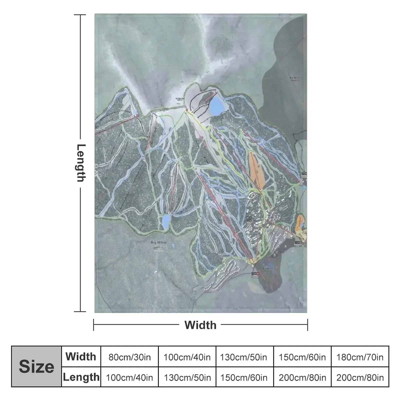 Big White Resort Trail Map Throw Blanket Cute Decorative Throw Sleeping Bag Heavy valentine gift ideas Flannels Blankets