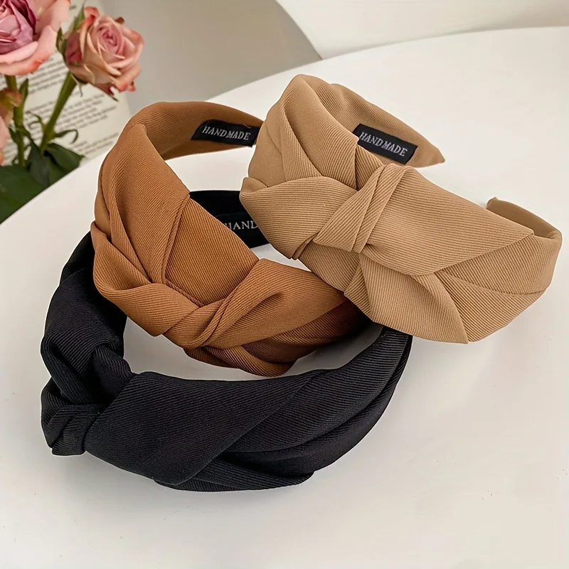 New Knotted Headbands for Women Headdress Girls Vintage Hair Bands Cloth Wide Hairband Soft Hair Hoop Hair Accessories Headwear