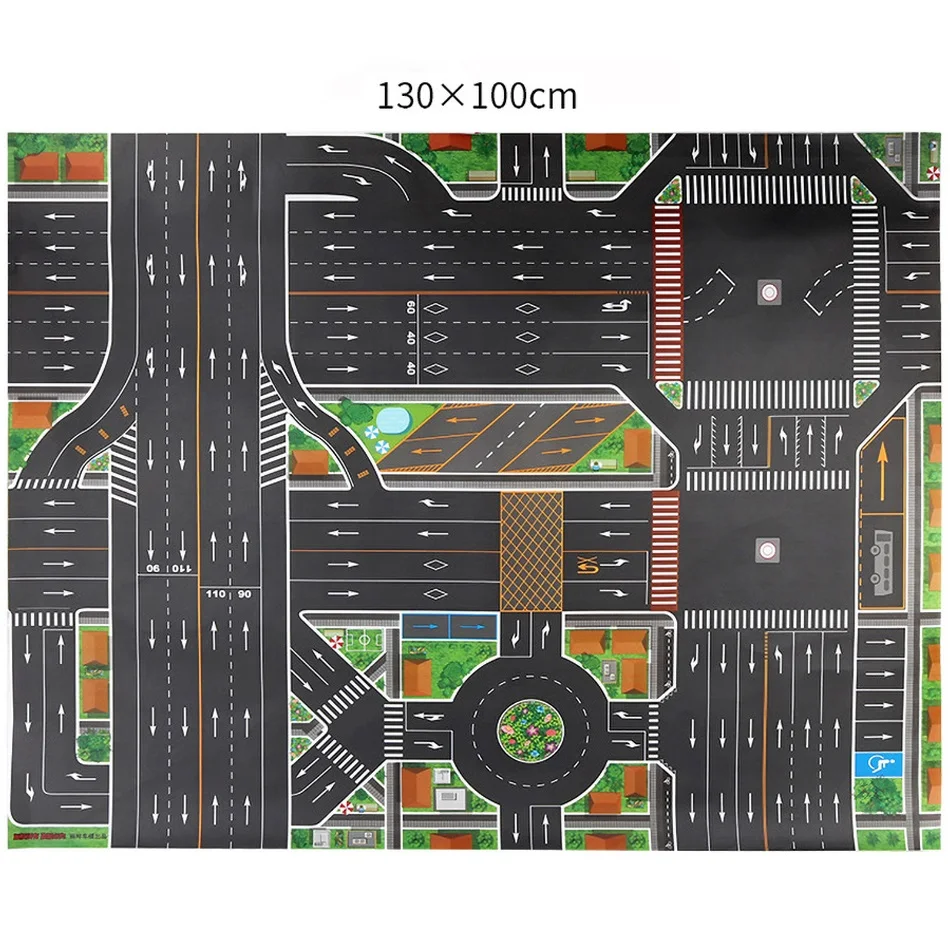 Tapis de circulation en plastique fin pour enfants, jouets Playvirus pour enfants, carte de stationnement simulée Lea, polymère de jeu pour bébé,