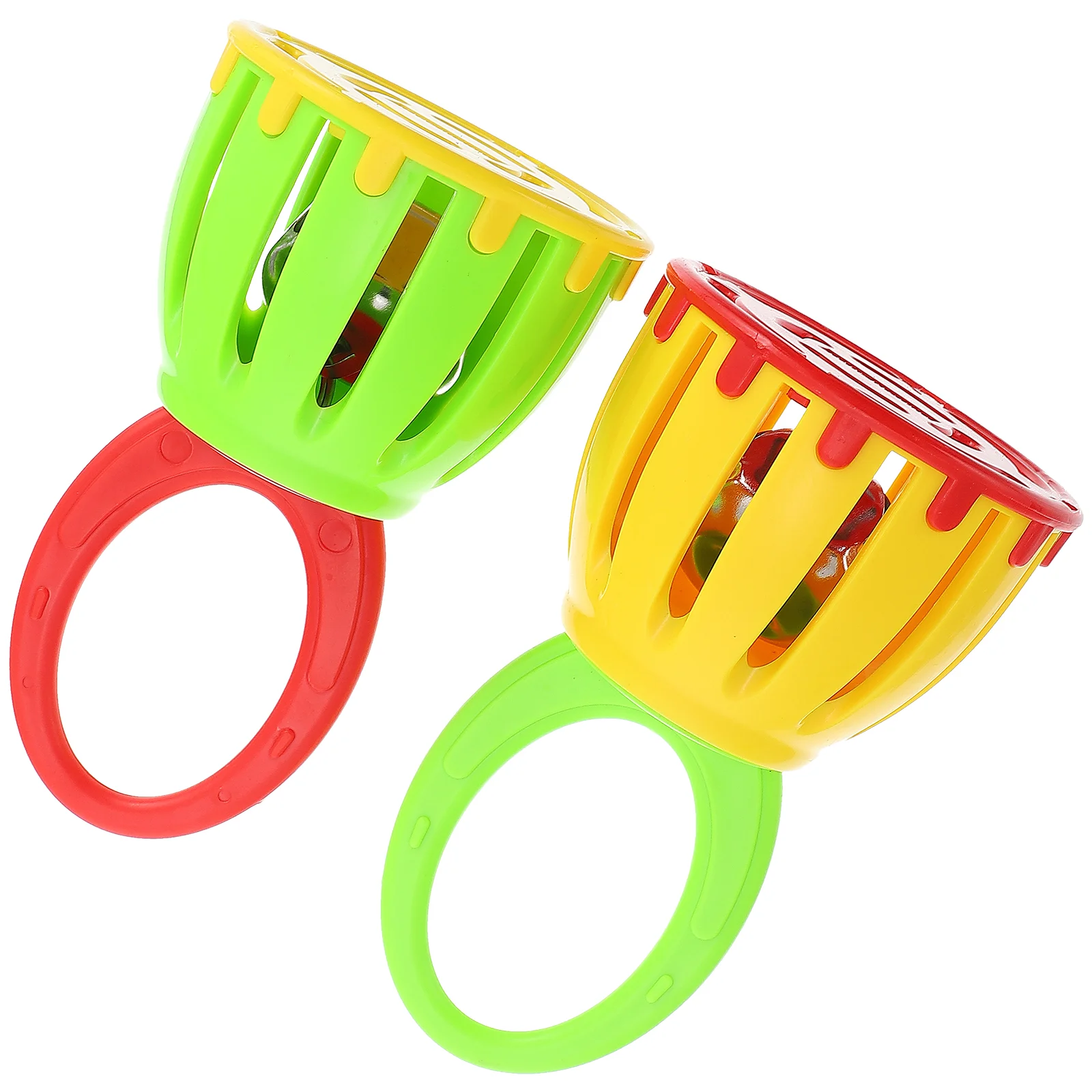 2 Pcs Cage Bell Educational Hand Shaker Kids Handheld Toy Colored Music Baby Learning Design Wrist Child