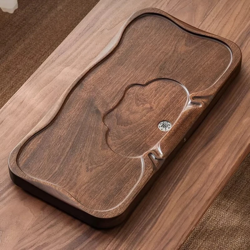 Bandeja de té grande y moderna, rectangular, de madera maciza, para sala de estar, oficina, bandeja decorativa ovalada de madera, suministros para té