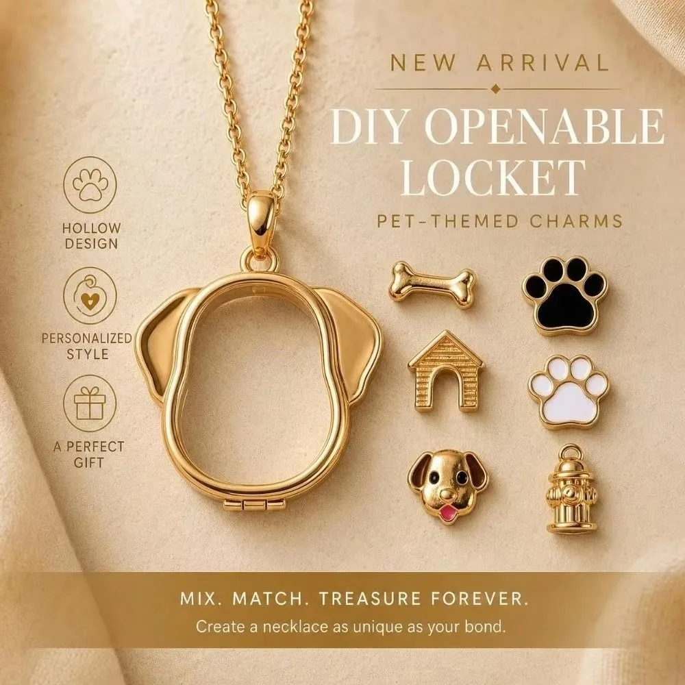 Copper Open Pendant Necklace Can Be Opened Small Items DIY Collarbone Chain Hollow Does Not Fade Pet Dog DIY Accessory Women