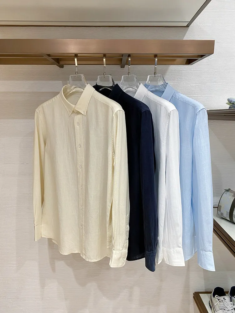 

Italian BC linen breathable solid color business casual old money style shirt