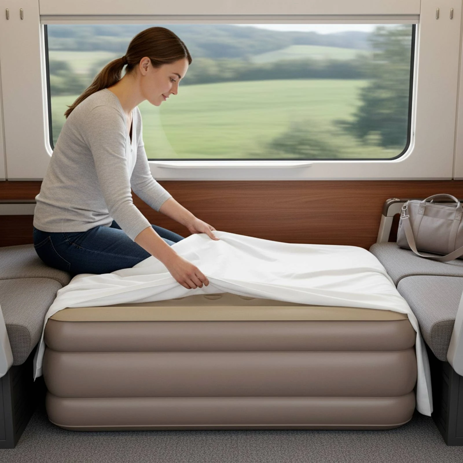 

Sleeper Berth Extension Travel-Friendly Train Berth Mattress Inflatable Mattress with Pump Compact Padded for Travelers