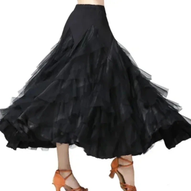 Kostium do tańca dla kobiet Flamenco Walc Taniec Towarzyski Spódnica Klasyczna Duża Spódnica z Szerokim Rozkloszowaniem Hiszpańska długa Spódnica