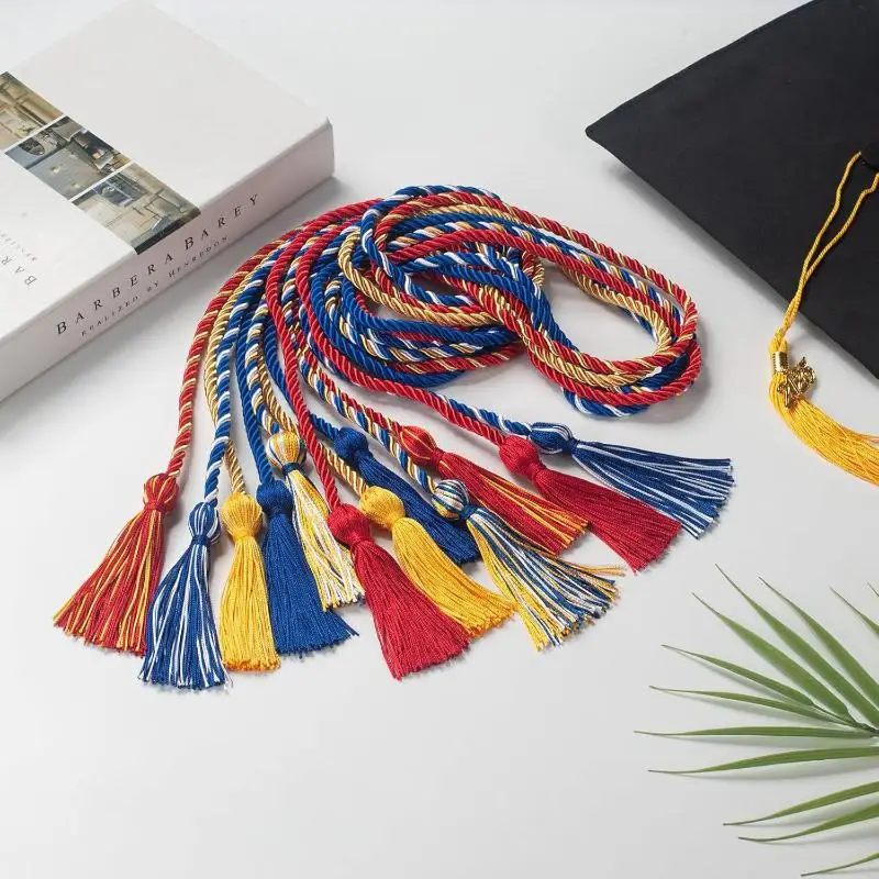 Accessoires pour robe de cérémonie de remise des diplômes DIY : 1 pièce, 170 cm, longues cordes à franges doubles, cordons d'honneur de remise des diplômes
