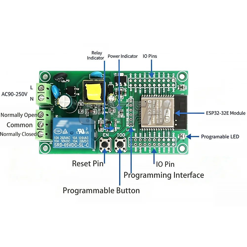 ESP32 WIFI Bluetooth BLE 1/2/4/8-Kanal-Relaismodul ESP32 Entwicklungsboard Zubehör AC220V/DC5-30V – Detail 2