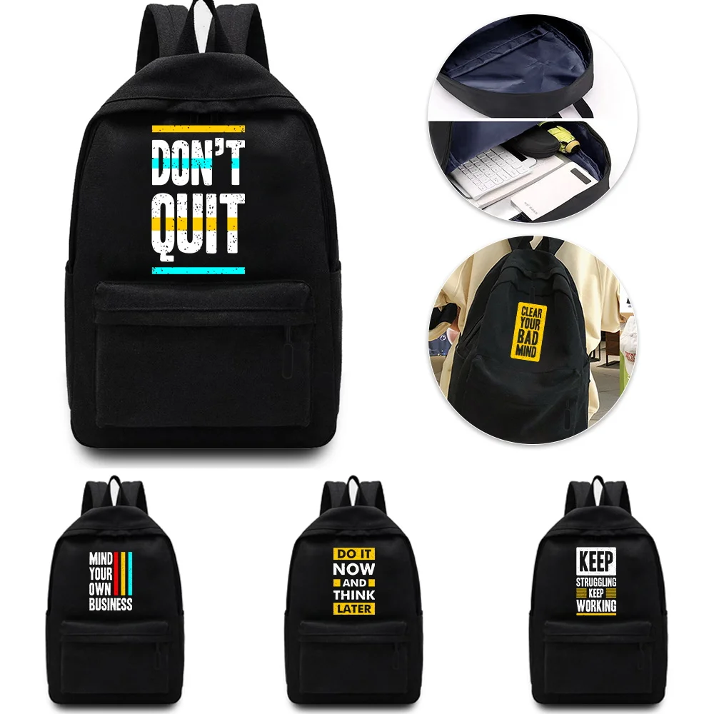 

Phrase Printing Leisure Backpack Laptop Backpack Fashion Simple Unisex Multifunctional Sports Bag.